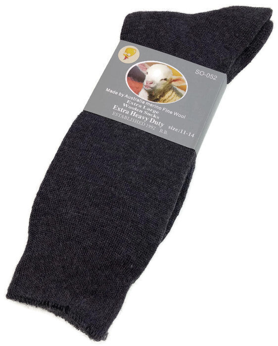 Premium 1 Pair Charcoal Merino Wool Blend Thermal Work Socks 11-14