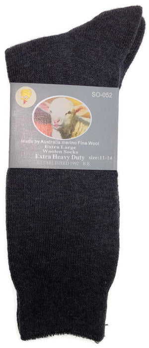 Premium 1 Pair Charcoal Merino Wool Blend Thermal Work Socks 11-14