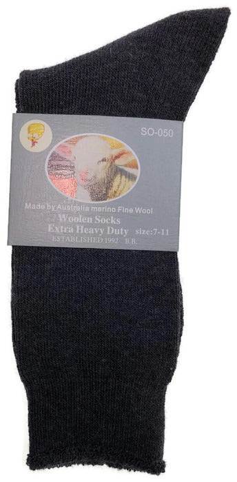Premium 1 Pair Charcoal Merino Wool Blend Thermal Work Socks 7-11