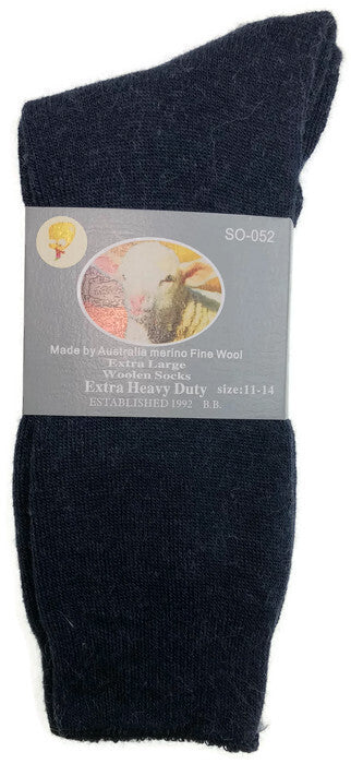 Premium 1 Pair Navy Merino Wool Blend Thermal Work Socks 11-14