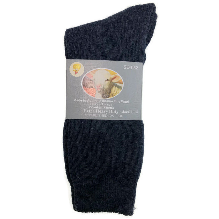Premium 1 Pair Navy Merino Wool Blend Thermal Work Socks 11-14