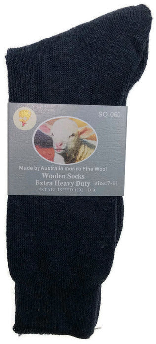 Premium 1 Pair Navy Merino Wool Blend Thermal Work Socks 7-11