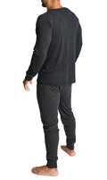 Premium Men's Black Merino Wool Blend Thermal Underwear Set L