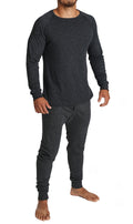 Premium Men's Black Merino Wool Blend Thermal Underwear Set M