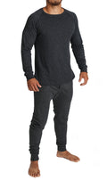 Premium Men's Black Merino Wool Blend Thermal Underwear Set XL