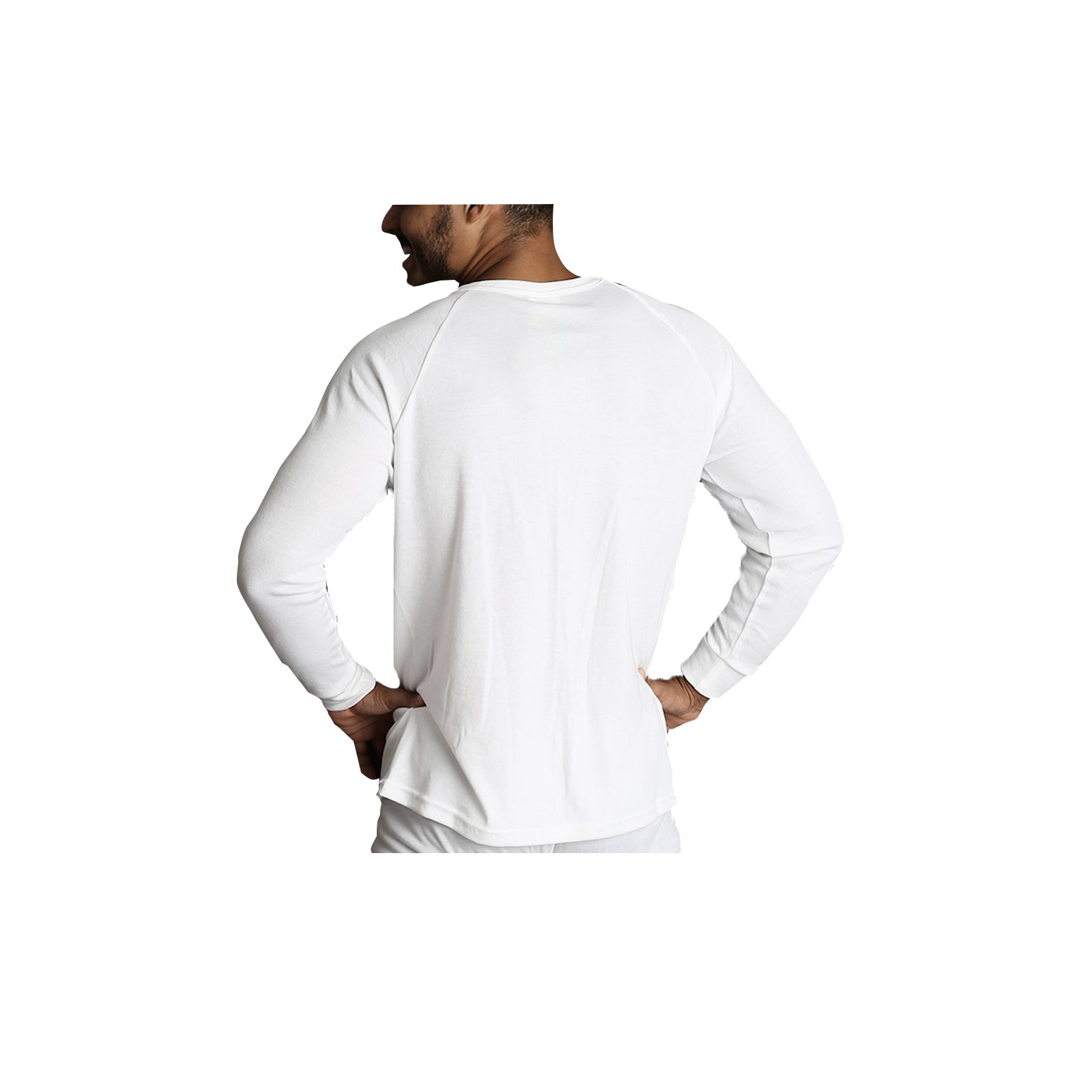 Premium Men's Beige Merino Wool Blend Long Sleeve Thermal Top XL