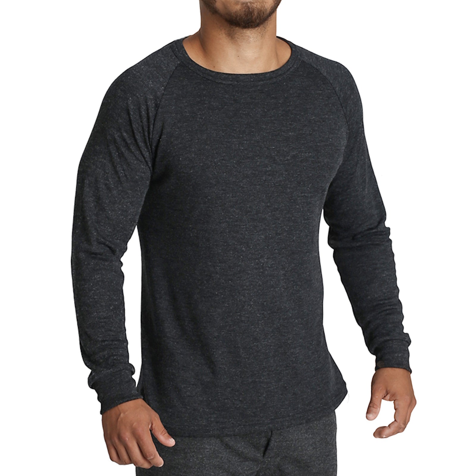 Premium Men's Black Merino Wool Blend Long Sleeve Thermal Top XL