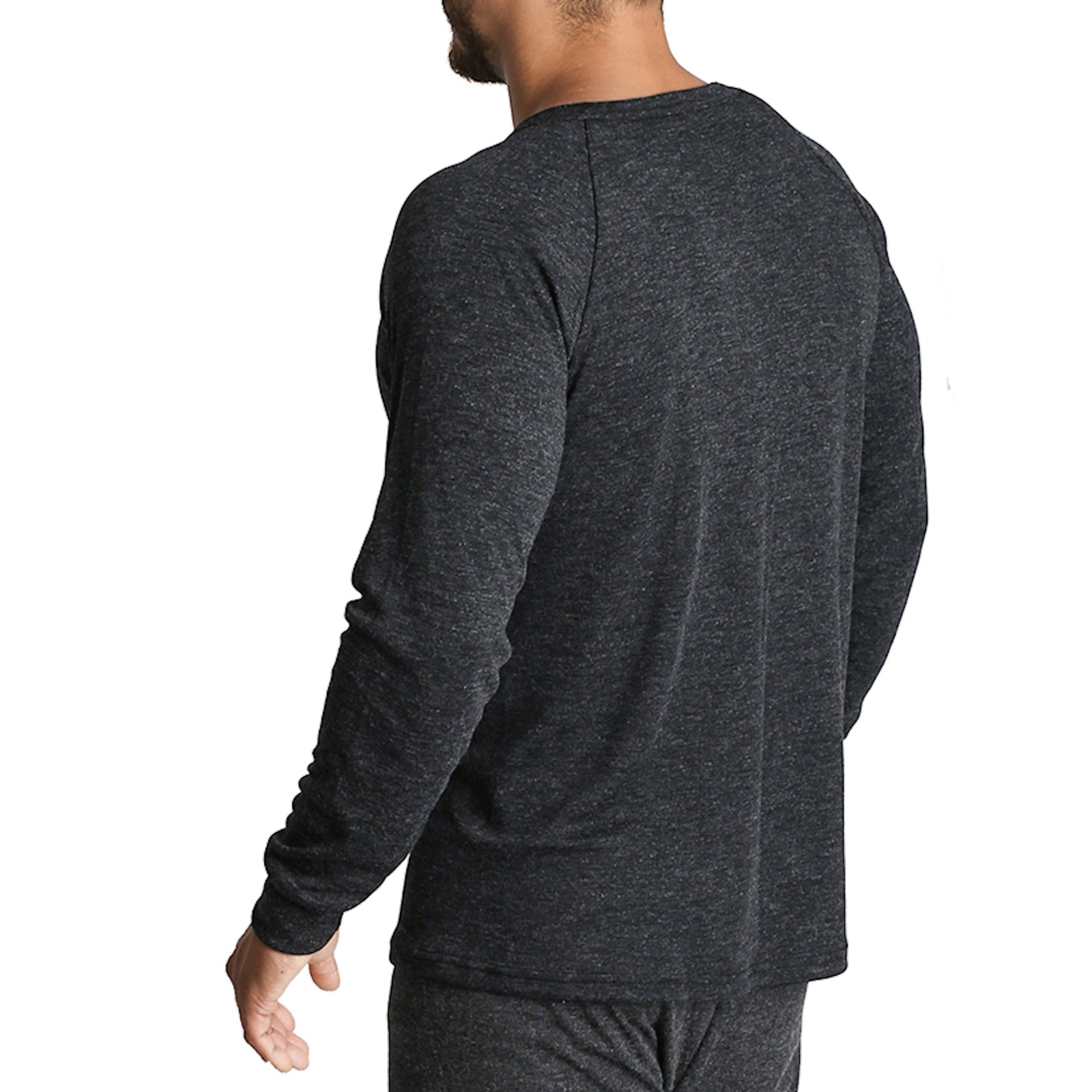 Premium Men's Black Merino Wool Blend Long Sleeve Thermal Top XL