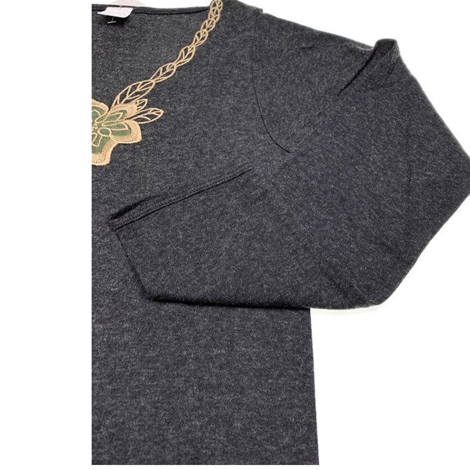 Premium Women's Black Merino Wool Blend V Neck Thermal Top 10-12