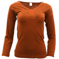 Premium Women's Burgundy Merino Wool Blend V Neck Thermal Top 14-16