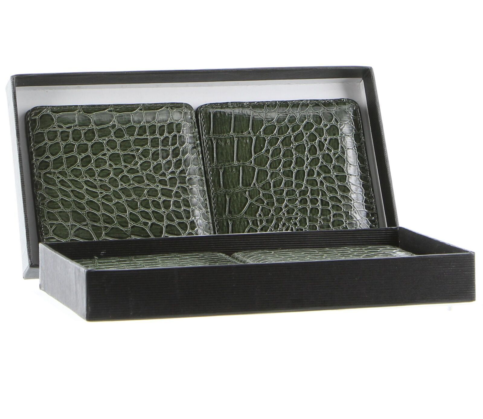 de Burg Crocodile Coasters 10cm - Green PU Non-Slip Drink Mats, Set of 4 - SuperSaverAU - view 1