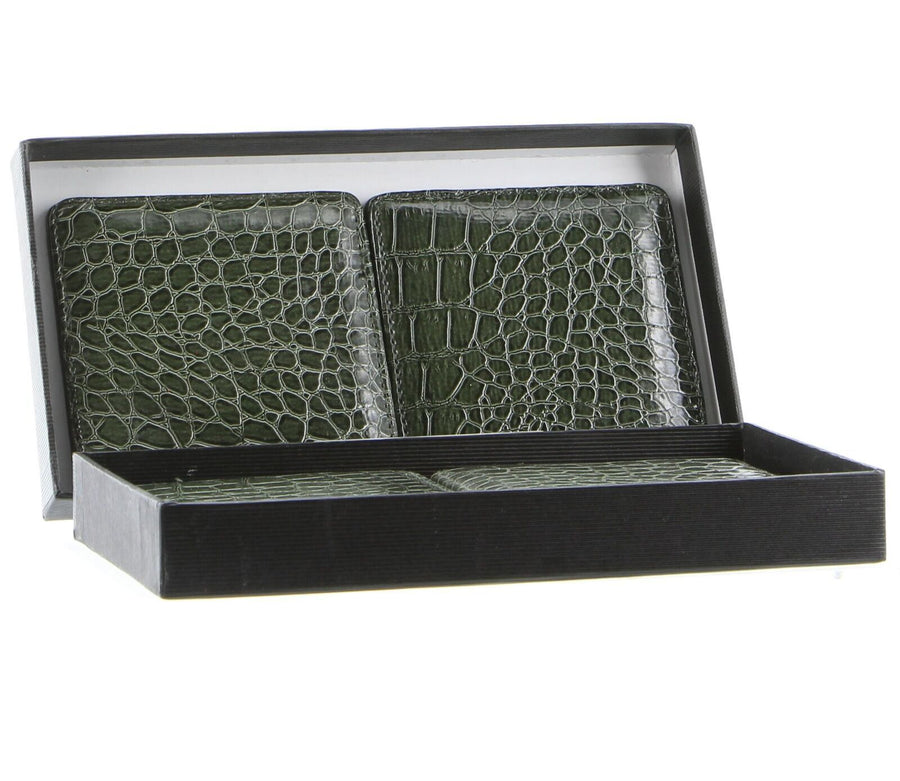 de Burg Crocodile Coasters 10cm - Green PU Non-Slip Drink Mats, Set of 4 - SuperSaverAU - view 1