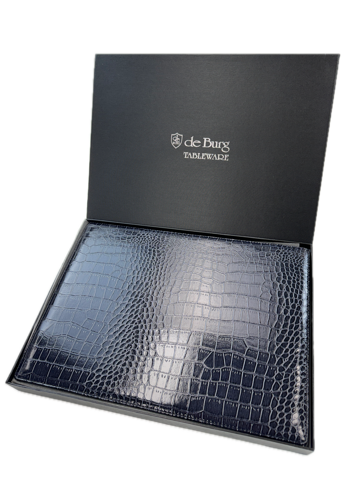 de Burg Crocodile Table Mats Set of 4 - Blue, Elegant Design, Durable PU Material - SuperSaverAU - view 1