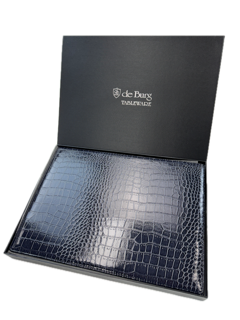 de Burg Crocodile Table Mats Set of 4 - Blue, Elegant Design, Durable PU Material - SuperSaverAU - view 1
