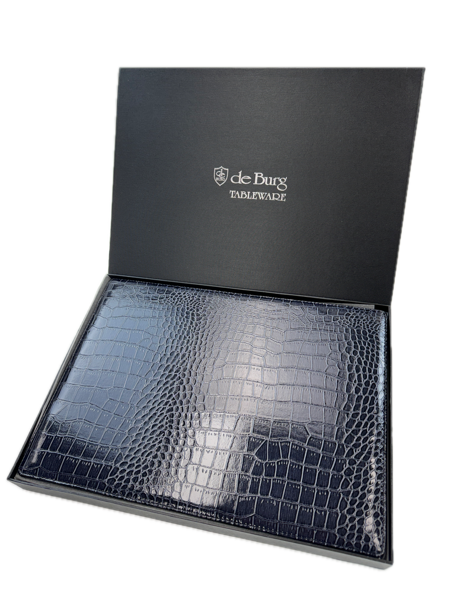 de Burg Crocodile Table Mats Set of 4 - Blue, Elegant Design, Durable PU Material - SuperSaverAU - view 1
