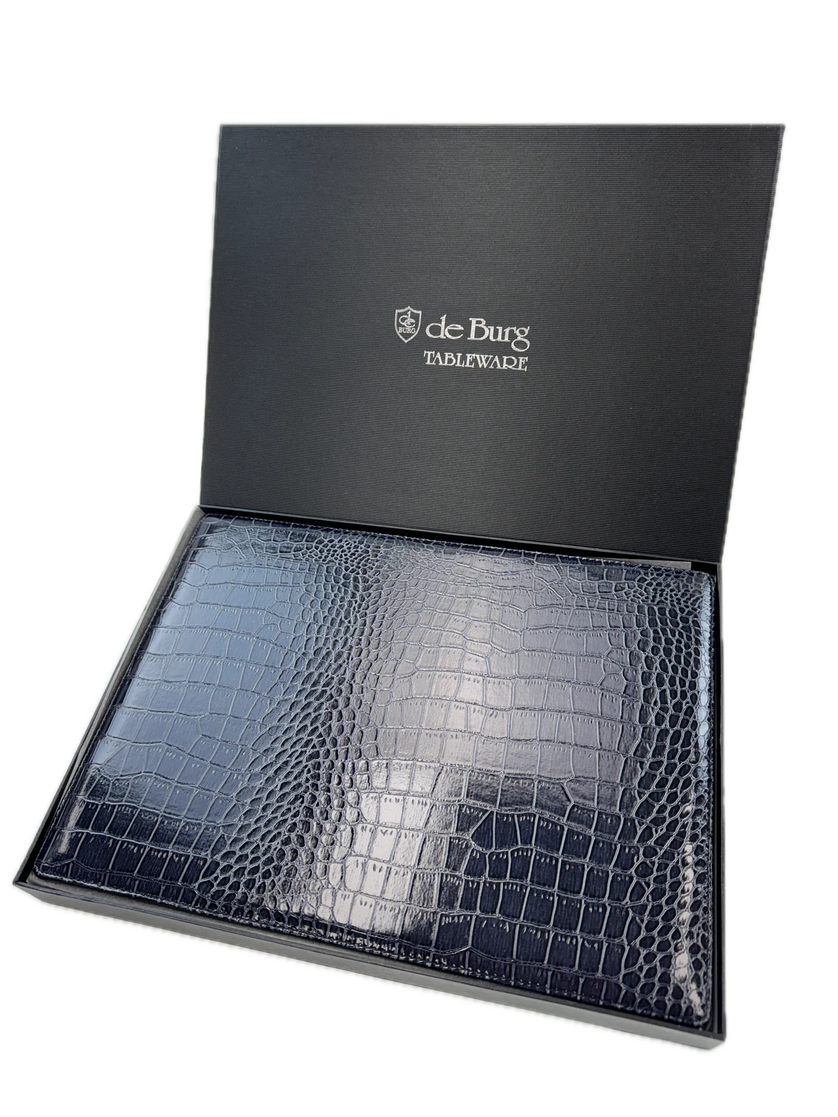 de Burg Crocodile Table Mats Set of 4 - Blue, Elegant Design, Durable PU Material - SuperSaverAU - view 1