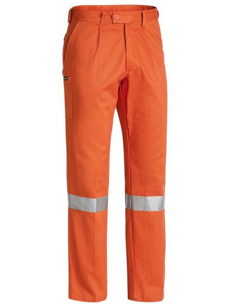 Bisley 3M Taped Cotton Drill Hi Vis Work Pants - Orange, 82 Regular