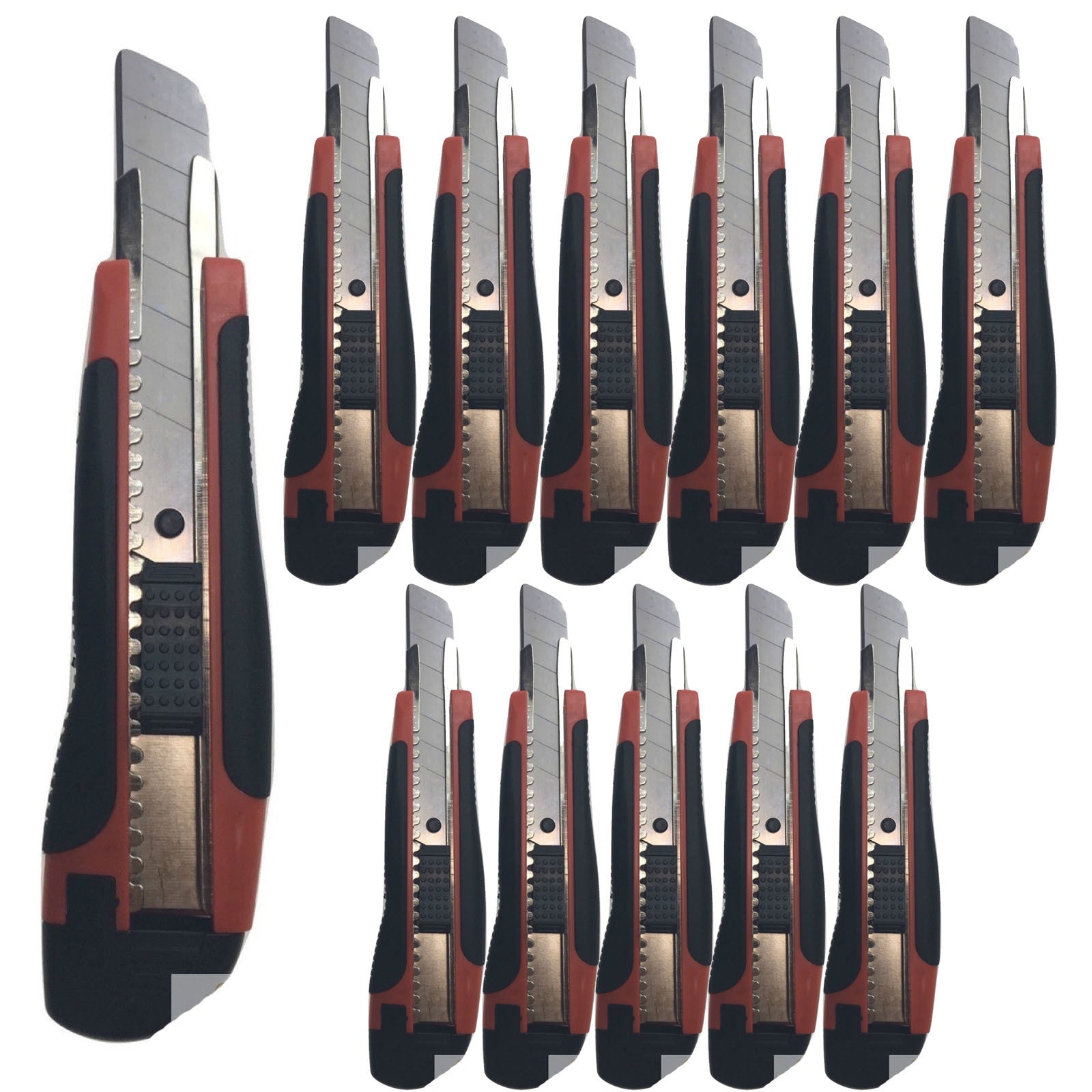 Premium Retractable Box Cutters with Snap-Off 18mm Blades - 12 Pack