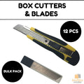 Premium Retractable Box Cutters with Snap-Off 18mm Blades - 12 Pack