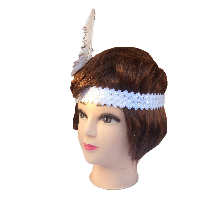 Premium White Flapper Headbands - 12 Pack