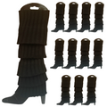 Premium 12 Pair Women's 80s Knit Leg Warmers Black