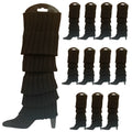 Premium 12 Pair Women's 80s Knit Leg Warmers Black