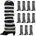 Premium 12 Pair Women's 80s Knit Leg Warmers Black White Stripe