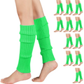 Premium 12 Pair Women's 80s Knit Leg Warmers Fluro Green