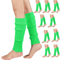 Premium 12 Pair Women's 80s Knit Leg Warmers Fluro Green
