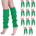 Premium 12 Pair Women's 80s Knit Leg Warmers Green