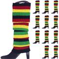 Premium 12 Pair Women's 80s Knit Leg Warmers Indigenous Colours