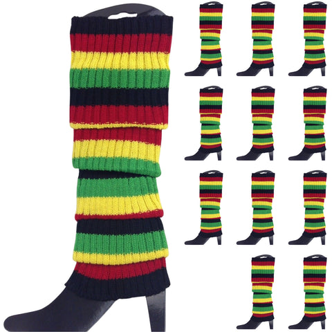 Premium 12 Pair Women's 80s Knit Leg Warmers Indigenous Colours