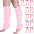 Premium 12 Pair Women's 80s Knit Leg Warmers Light Pink