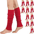 Premium 12 Pair Red Women's 80s Knit Leg Warmers Bulk Pack
