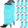 Premium 12 Pair Sky Blue Women's 80s Knit Leg Warmers Bulk Pack