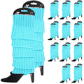 Premium 12 Pair Sky Blue Women's 80s Knit Leg Warmers Bulk Pack