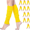 Premium 12 Pair Yellow Women's 80s Knit Leg Warmers Bulk Pack