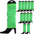 Premium 12 Pack Fluro Green Knitted 80s Party Leg Warmers