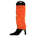 Premium 12 Pack Fluro Orange Knitted 80s Party Leg Warmers