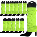 Premium 12 Pack Fluro Yellow Knitted 80s Party Leg Warmers