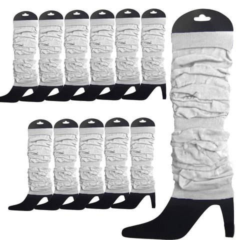 Premium 12 Pack White Knitted 80s Party Leg Warmers