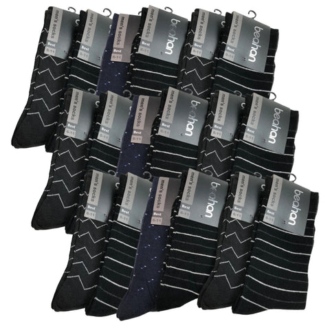 Premium 18 Pair Men's Assorted Cotton Rich Business Dress Socks 6-11