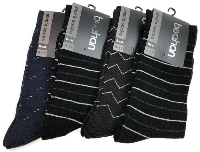 Premium 18 Pair Men's Black Cotton Rich Business Dress Socks 6-11