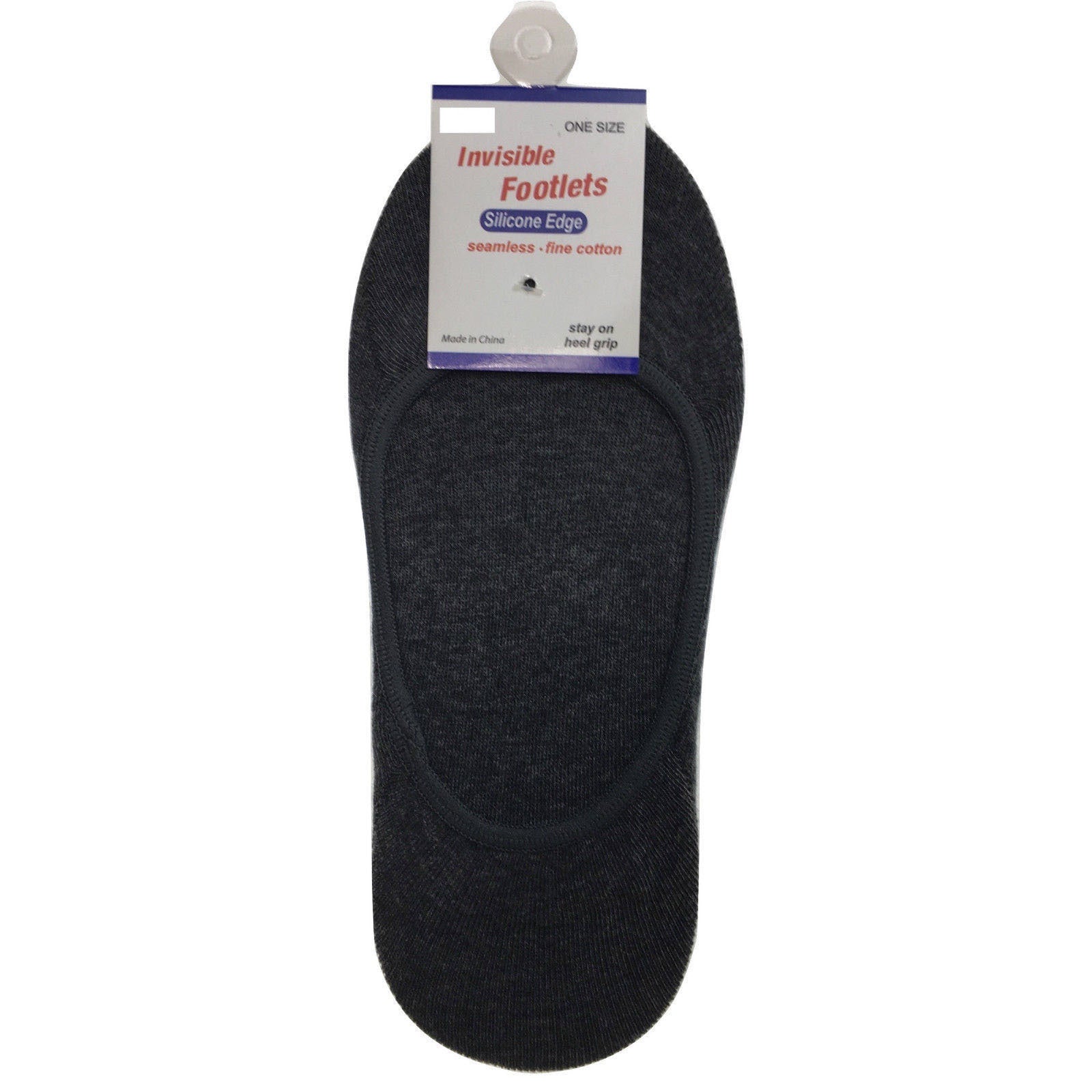 Premium 1 Pair Charcoal Cotton No Show Socks with Non Slip Heel Grip 2-8