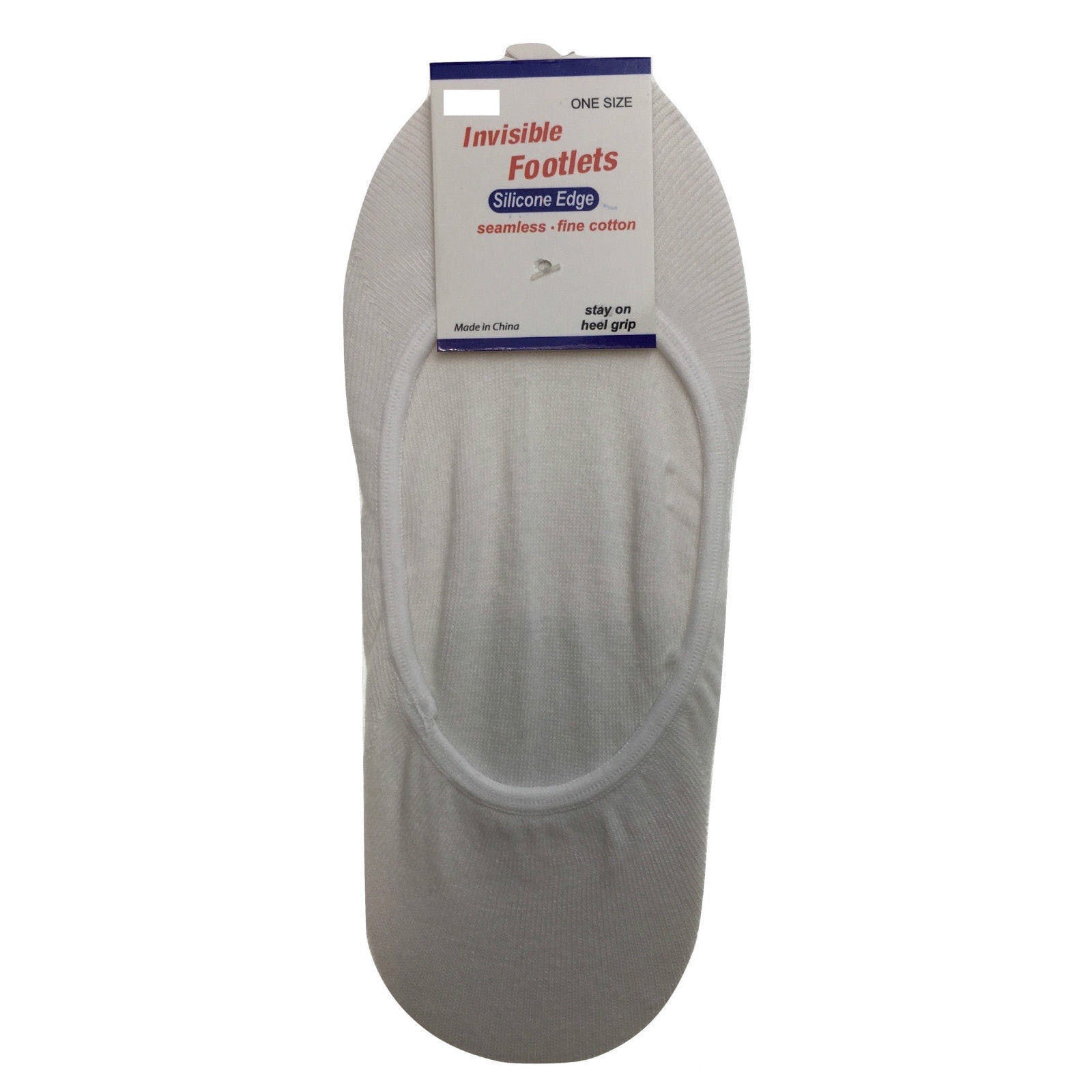 Premium 1 Pair White Cotton No Show Socks with Non Slip Heel Grip 2-8