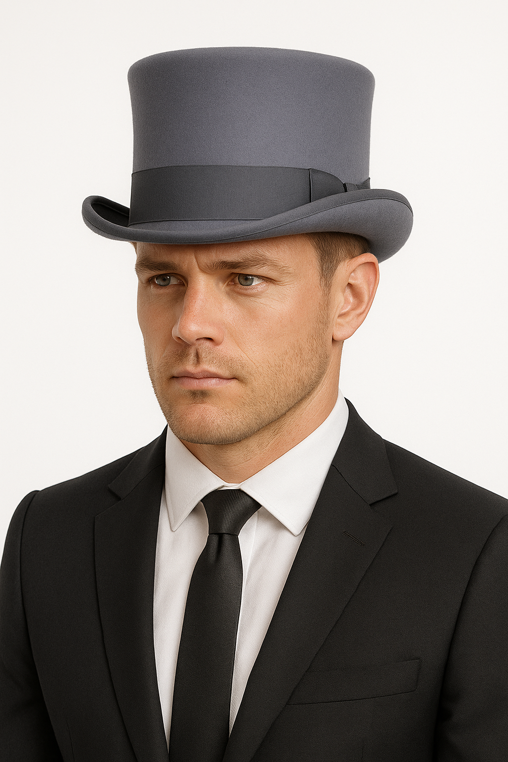 Premium Grey 5.5 Inch Australian Wool Felt Top Hat 57cm