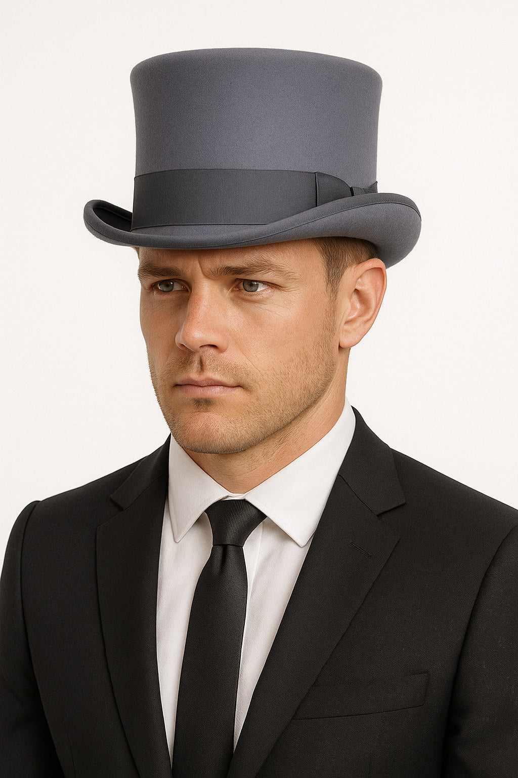 Premium Grey 5.5 Inch Australian Wool Felt Top Hat 57cm