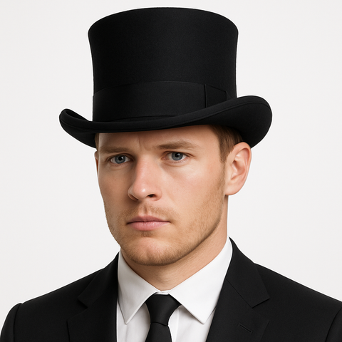 Premium Black 5.5 Inch Australian Wool Felt Top Hat 58cm
