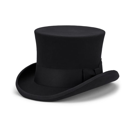 Premium Black 5.5 Inch Australian Wool Felt Top Hat 59cm