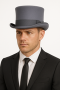 Premium Grey 5.5 Inch Australian Wool Felt Top Hat 60cm
